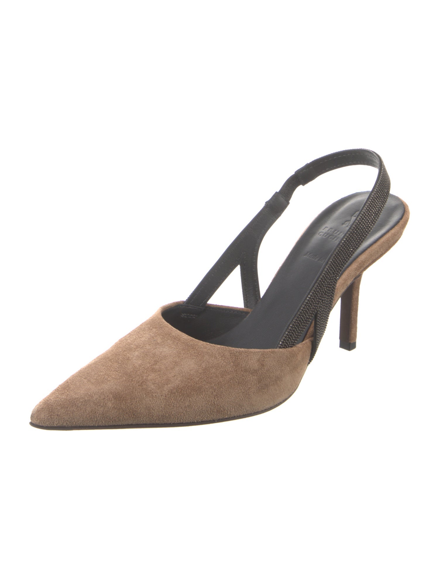 Brunello Cucinelli Monili Suede Slingback Pumps