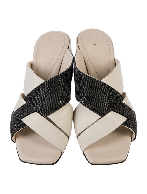 Brunello Cucinelli Monili Leather Slides