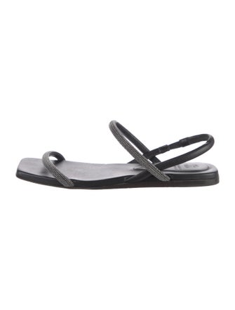 Brunello Cucinelli Monili Leather Slingback Sandals
