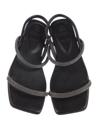 Brunello Cucinelli Monili Leather Slingback Sandals