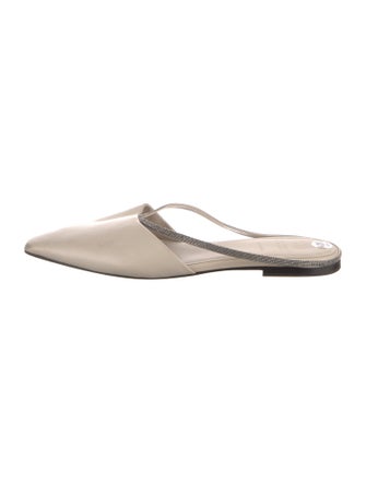 Brunello Cucinelli Monili Leather Flip Flops
