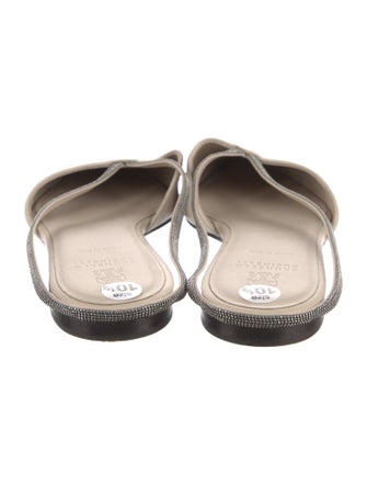 Brunello Cucinelli Monili Leather Flip Flops