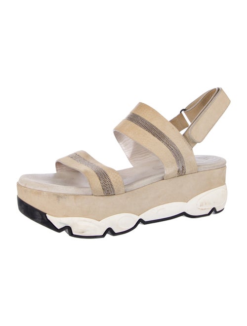 Brunello Cucinelli Monili Suede Slingback Sandals