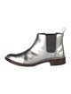 Brunello Cucinelli Patent Leather Tweed Pattern Chelsea Boots