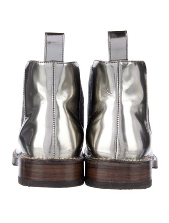 Brunello Cucinelli Patent Leather Tweed Pattern Chelsea Boots