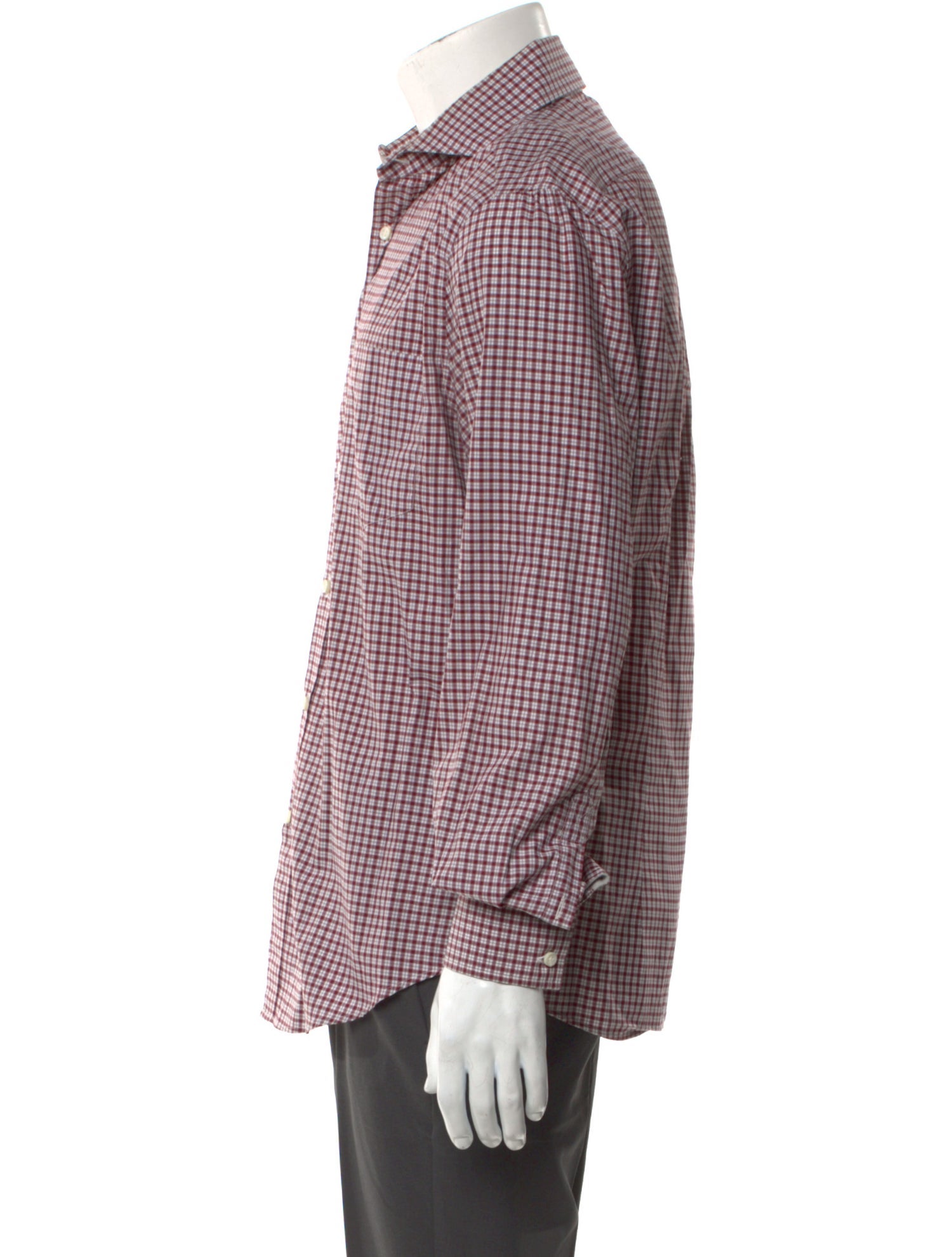 Brunello Cucinelli Plaid Print Long Sleeve Dress Shirt