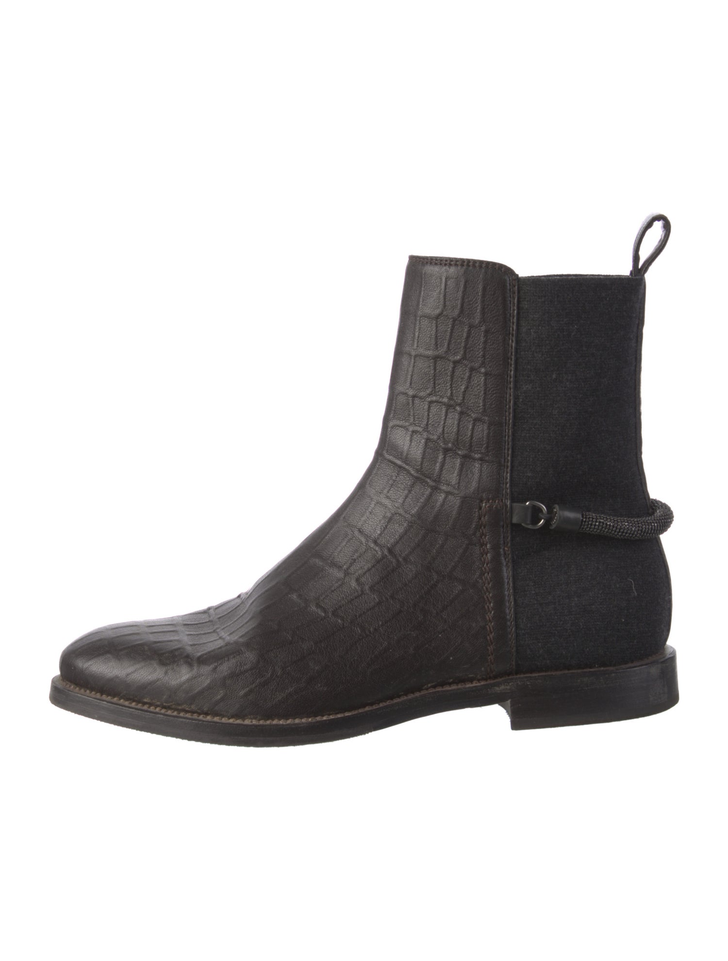 Brunello Cucinelli Monili Leather Chelsea Boots