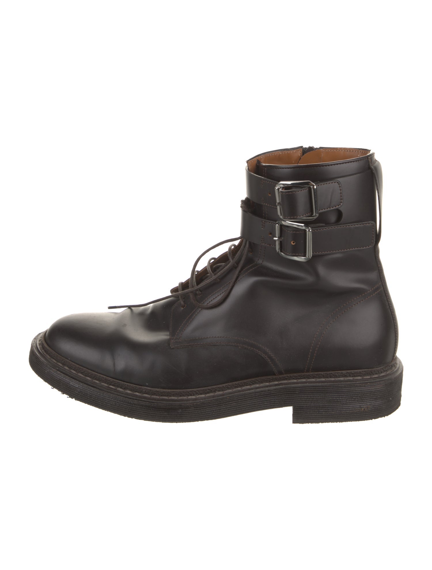 Brunello Cucinelli Leather Lace-Up Boots