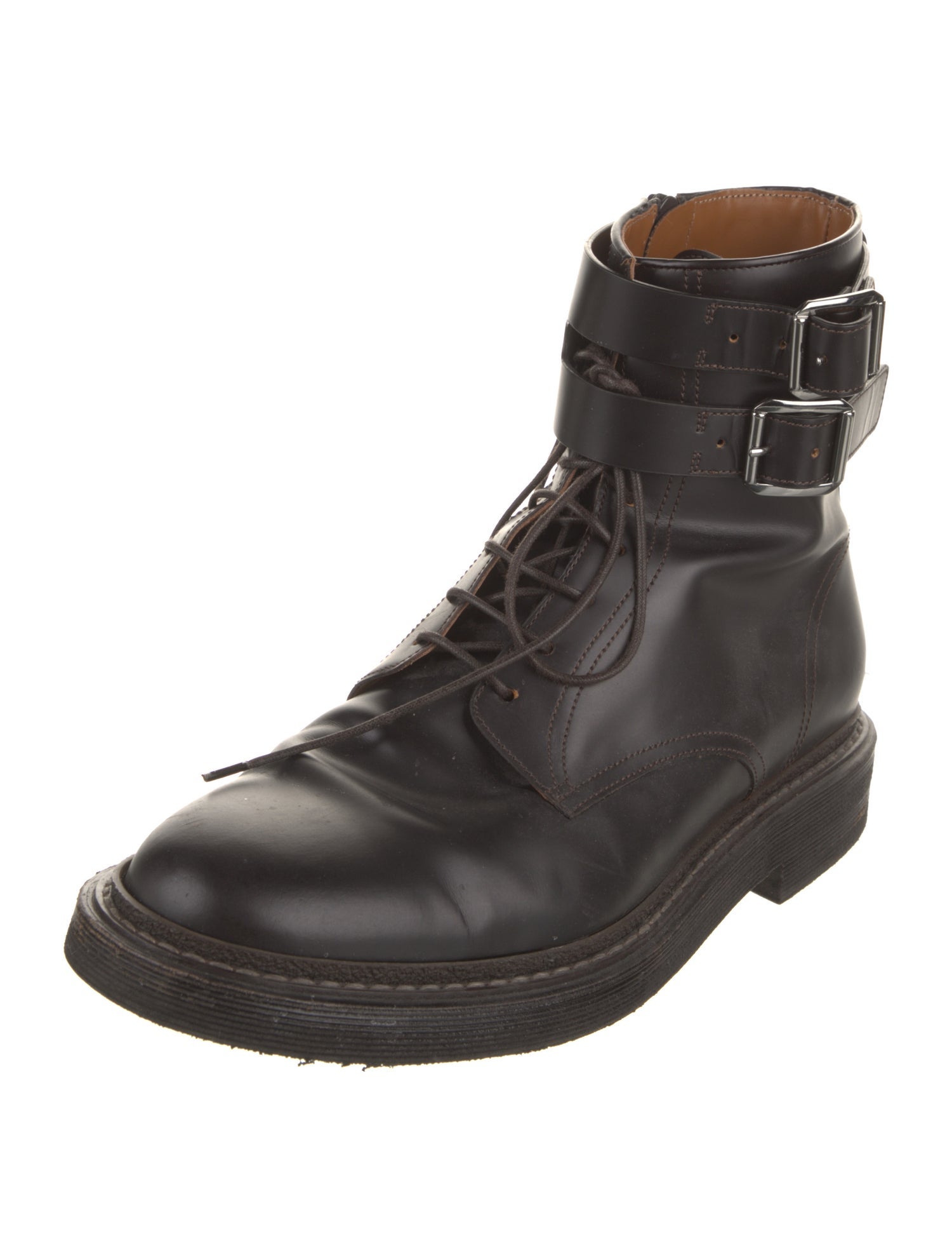 Brunello Cucinelli Leather Lace-Up Boots
