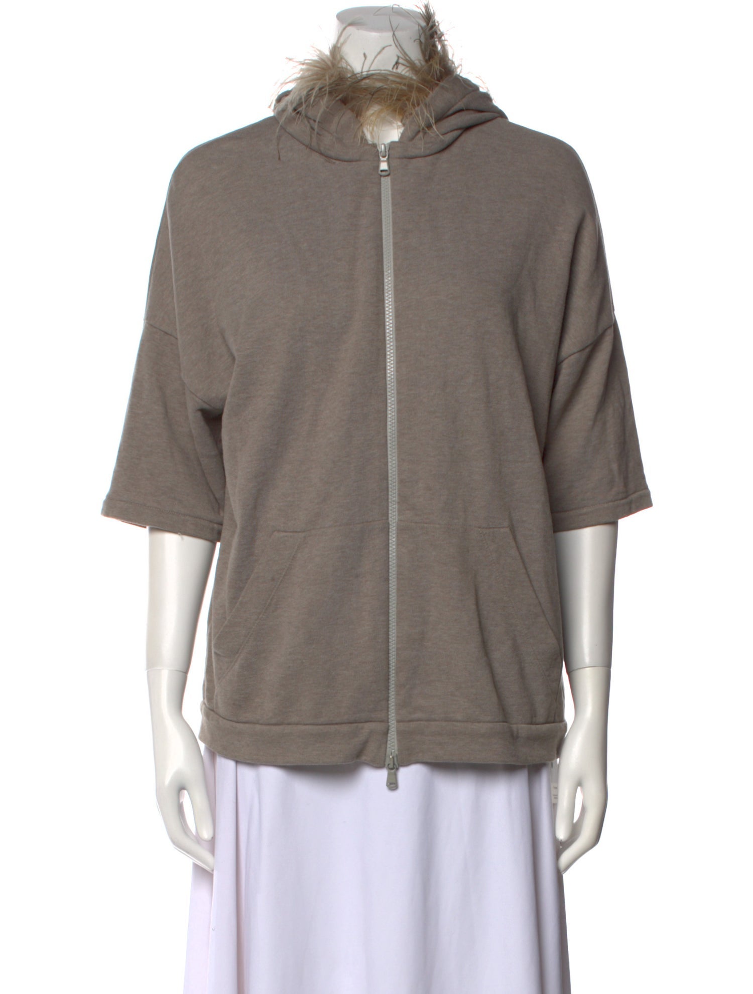 Brunello Cucinelli Mock Neck Three-Quarter Sleeve Sweatshirt