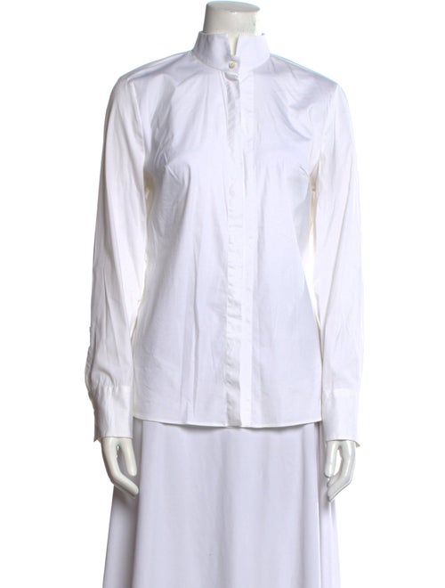 Brunello Cucinelli Mock Neck Long Sleeve Button-Up Top