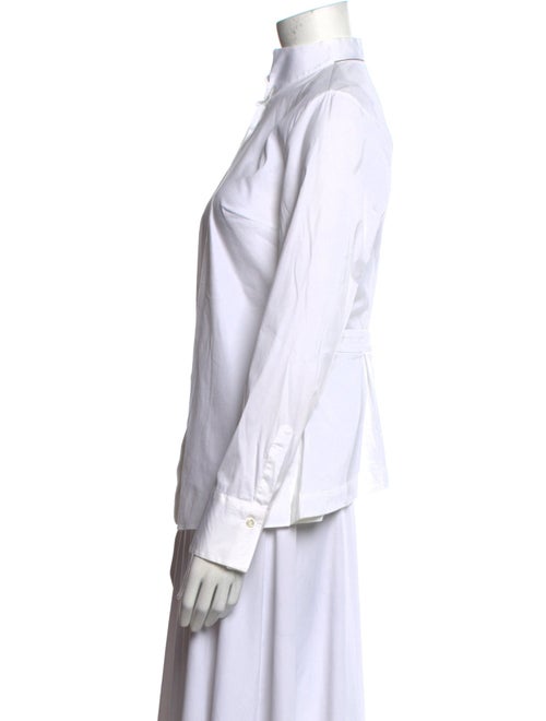Brunello Cucinelli Mock Neck Long Sleeve Button-Up Top