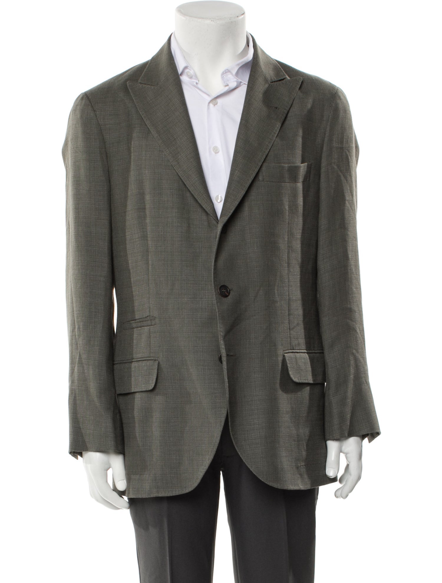 Brunello Cucinelli Linen Leather Trim Embellishment Blazer