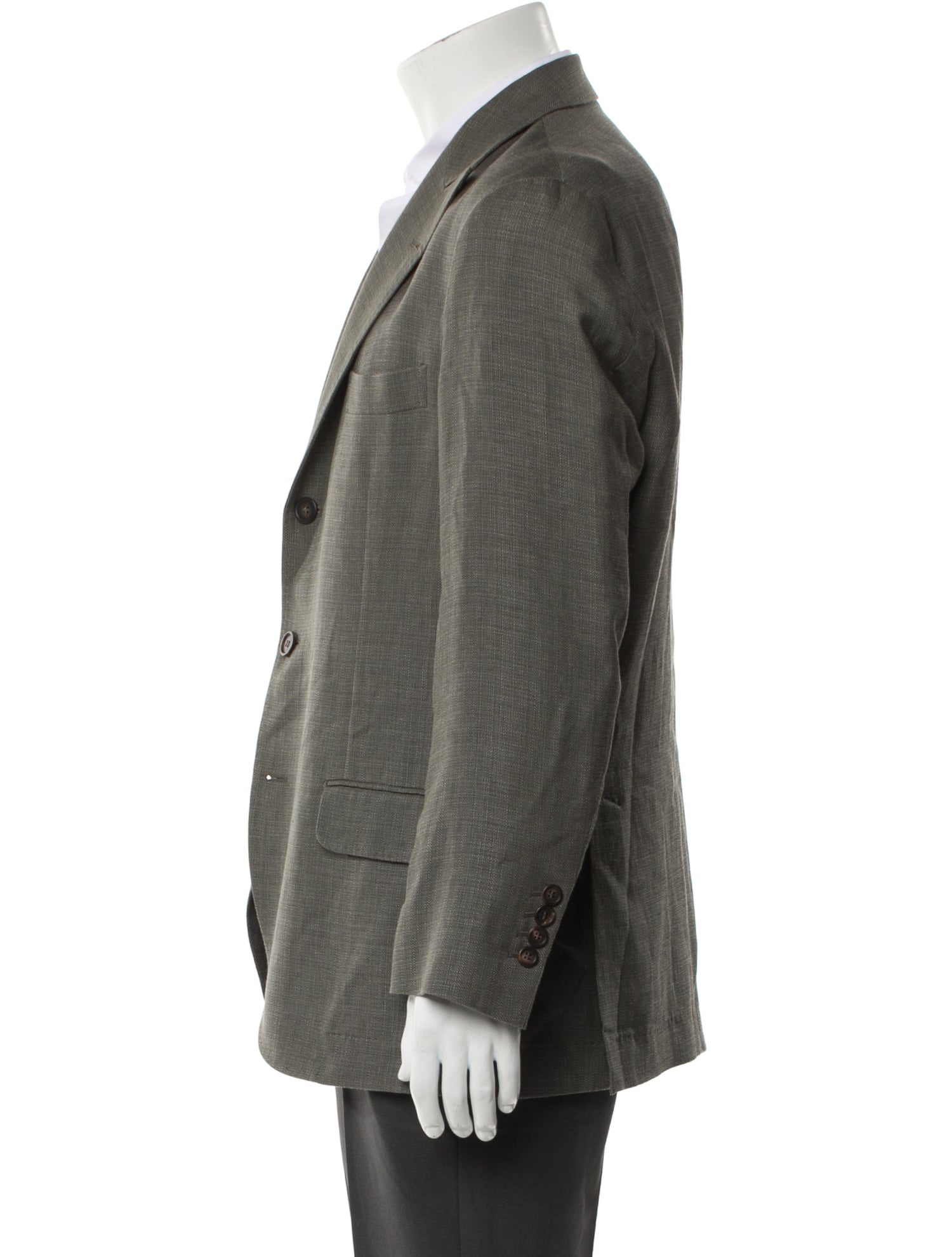 Brunello Cucinelli Linen Leather Trim Embellishment Blazer