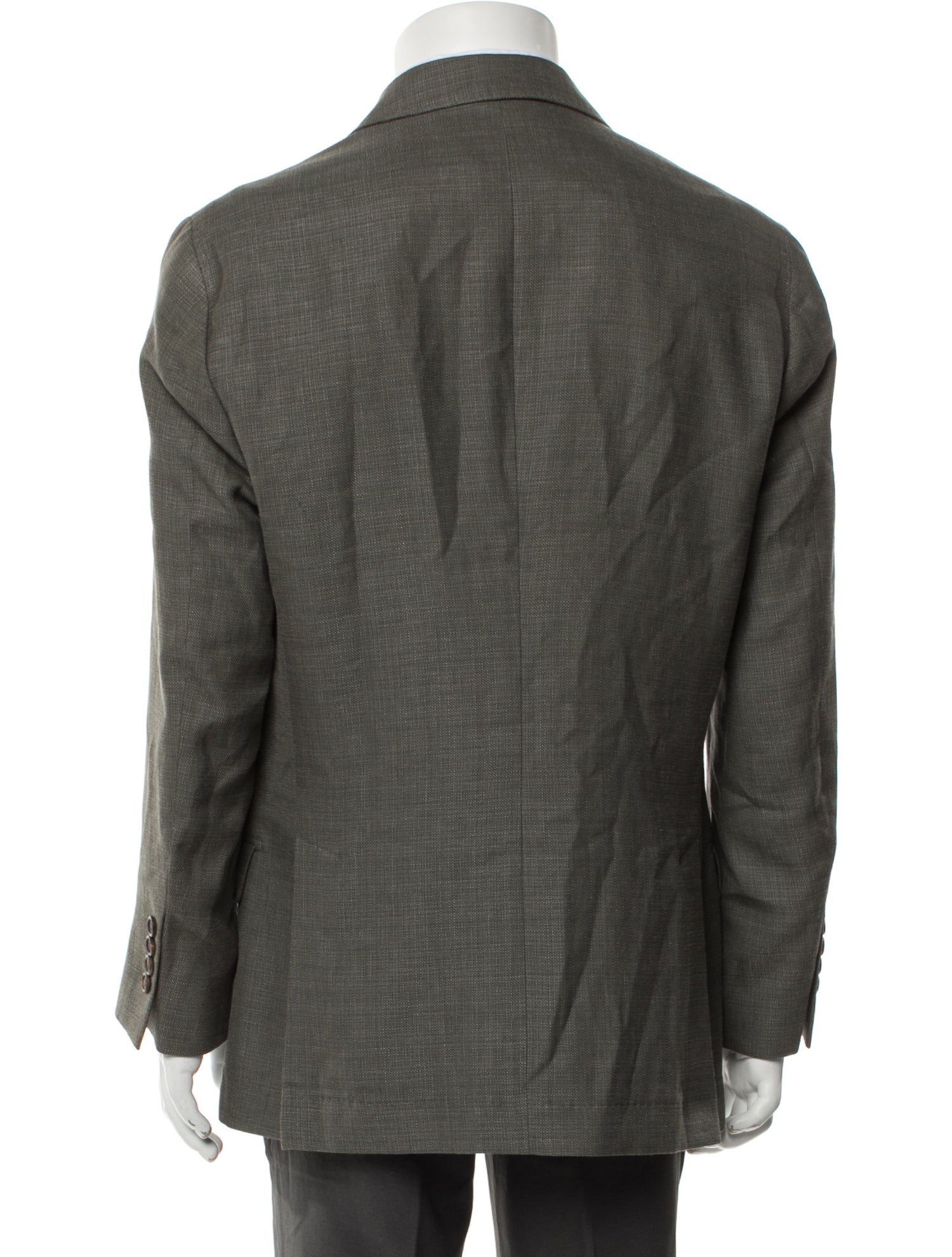 Brunello Cucinelli Linen Leather Trim Embellishment Blazer