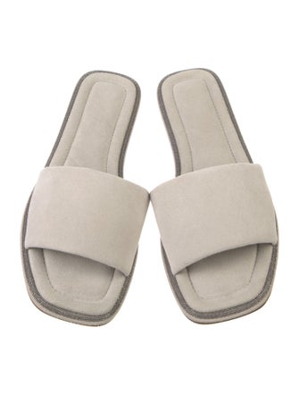 Brunello Cucinelli Monili Suede Slides