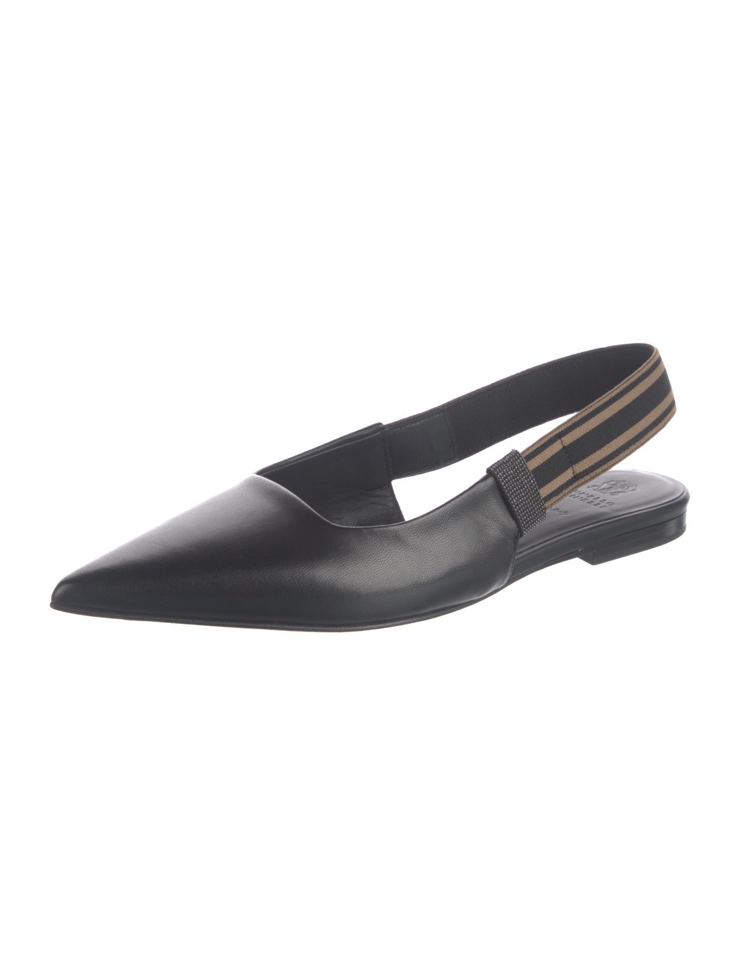 Brunello Cucinelli Monili Leather Slingback Flats