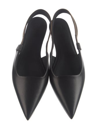 Brunello Cucinelli Monili Leather Slingback Flats