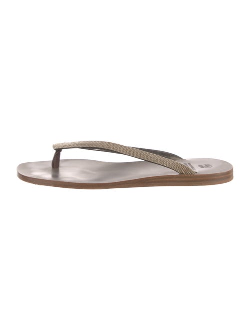 Brunello Cucinelli Monili Leather Flip Flops
