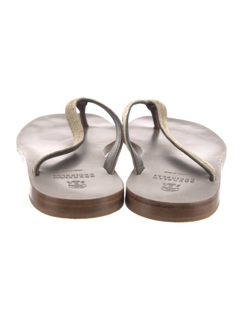 Brunello Cucinelli Monili Leather Flip Flops