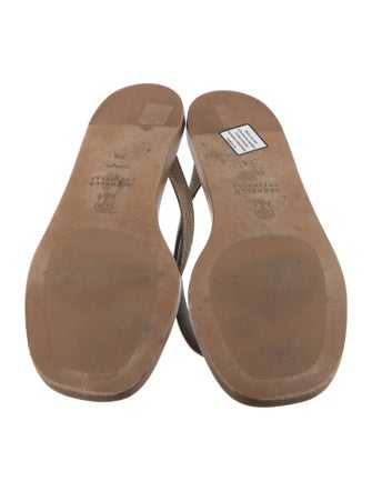 Brunello Cucinelli Monili Leather Flip Flops