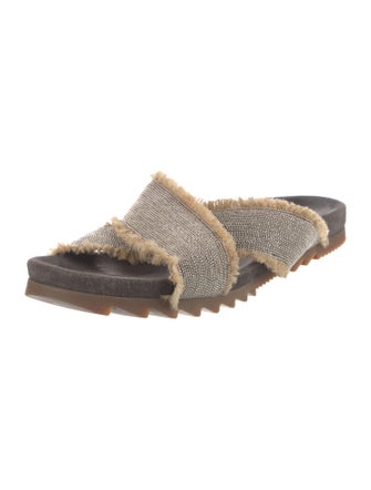 Brunello Cucinelli Monili Suede Slides