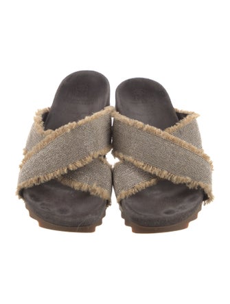 Brunello Cucinelli Monili Suede Slides