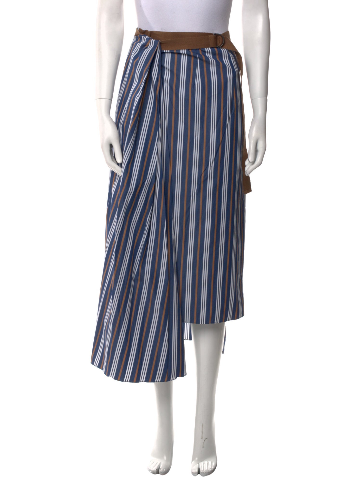 Brunello Cucinelli Striped Midi Length Skirt