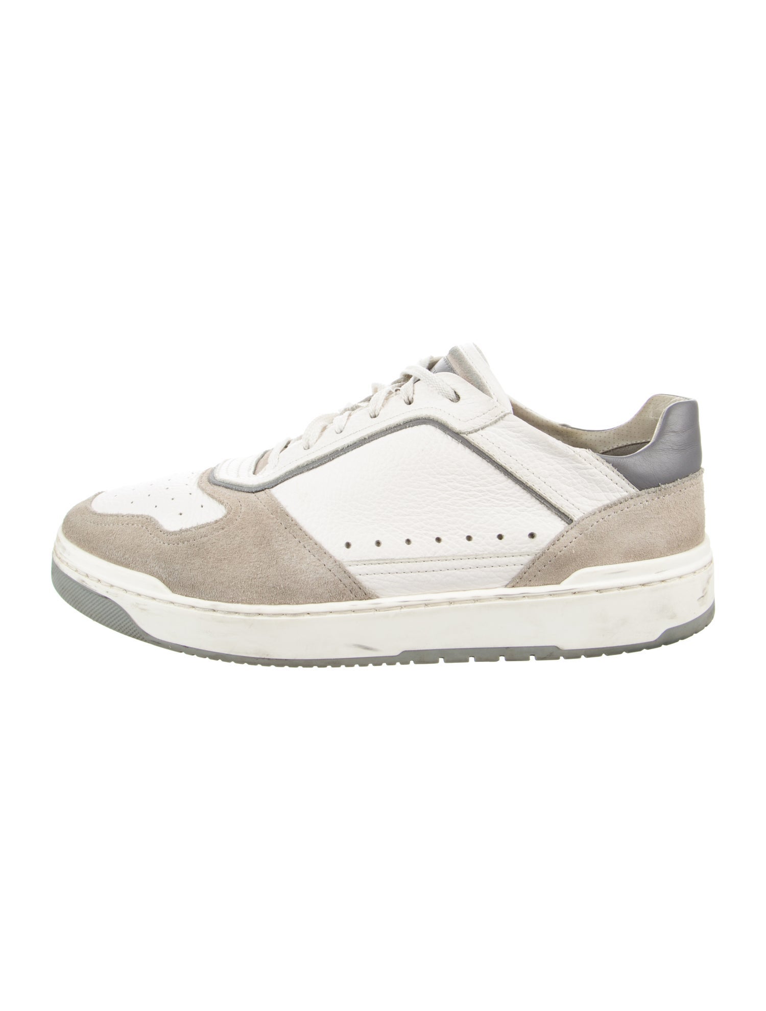 Brunello Cucinelli Leather Colorblock Pattern Sneakers