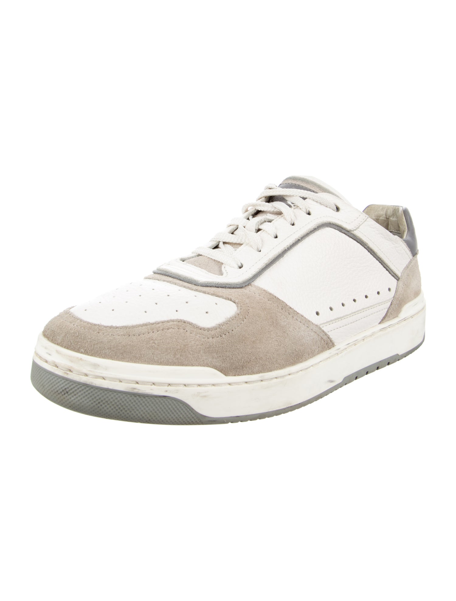 Brunello Cucinelli Leather Colorblock Pattern Sneakers