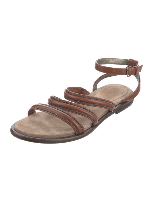 Brunello Cucinelli Monili Leather Gladiator Sandals