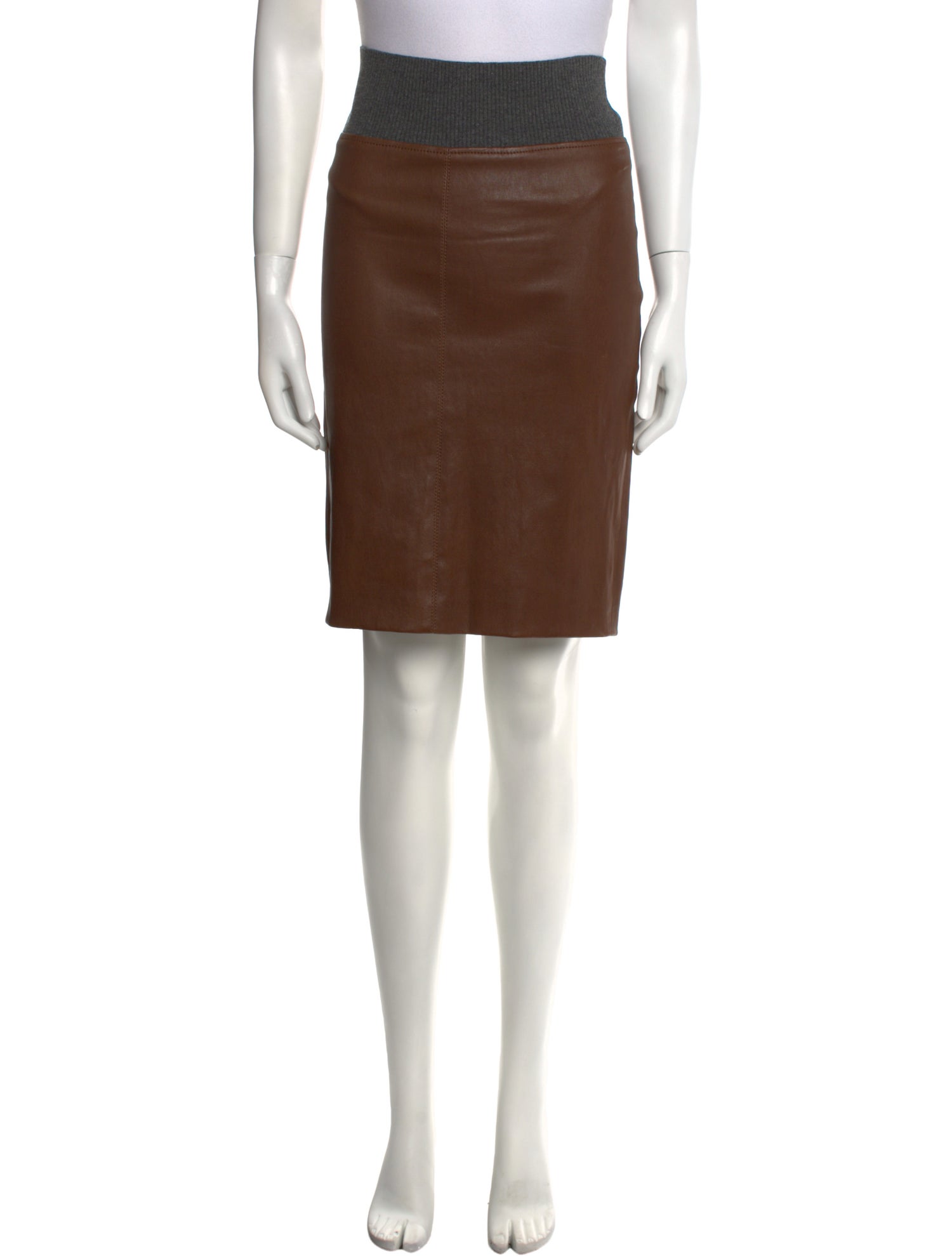 Brunello Cucinelli Leather Knee-Length Skirt