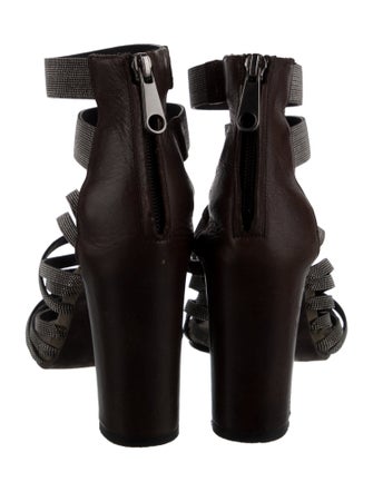 Brunello Cucinelli Monili Leather Gladiator Sandals