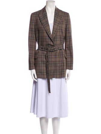 Brunello Cucinelli Virgin Wool Plaid Print Coat