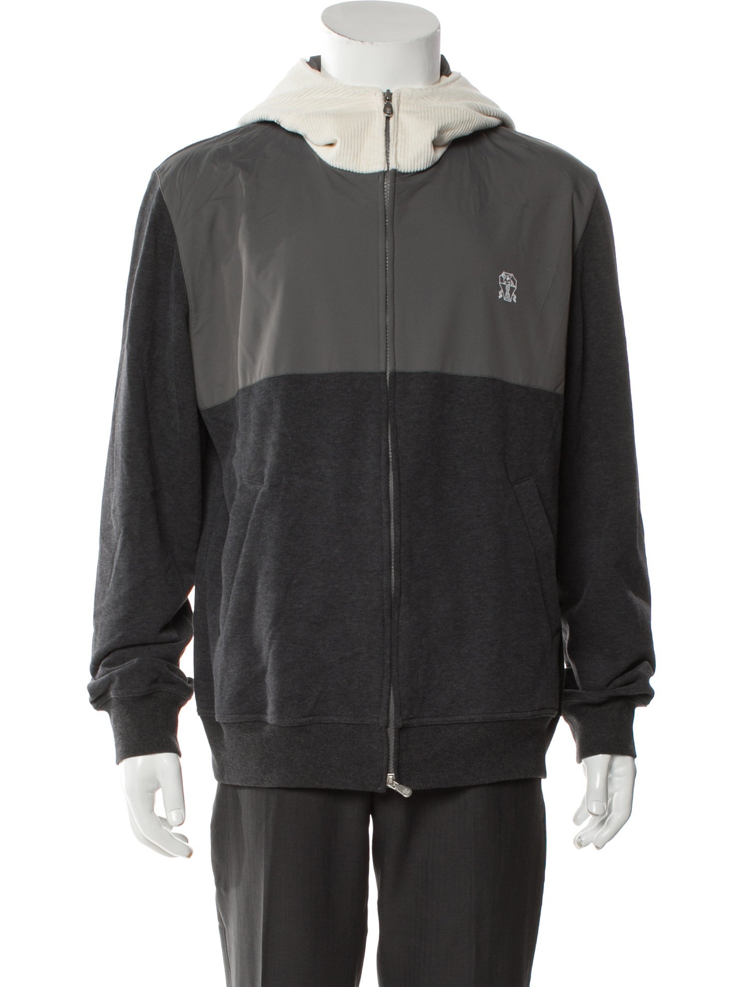 Brunello Cucinelli Colorblock Pattern Turtleneck Hoodie