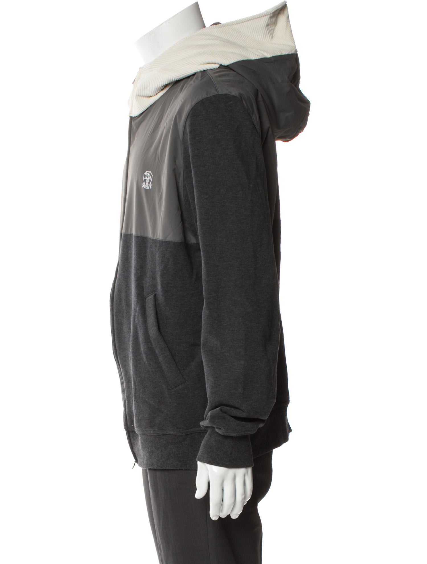 Brunello Cucinelli Colorblock Pattern Turtleneck Hoodie