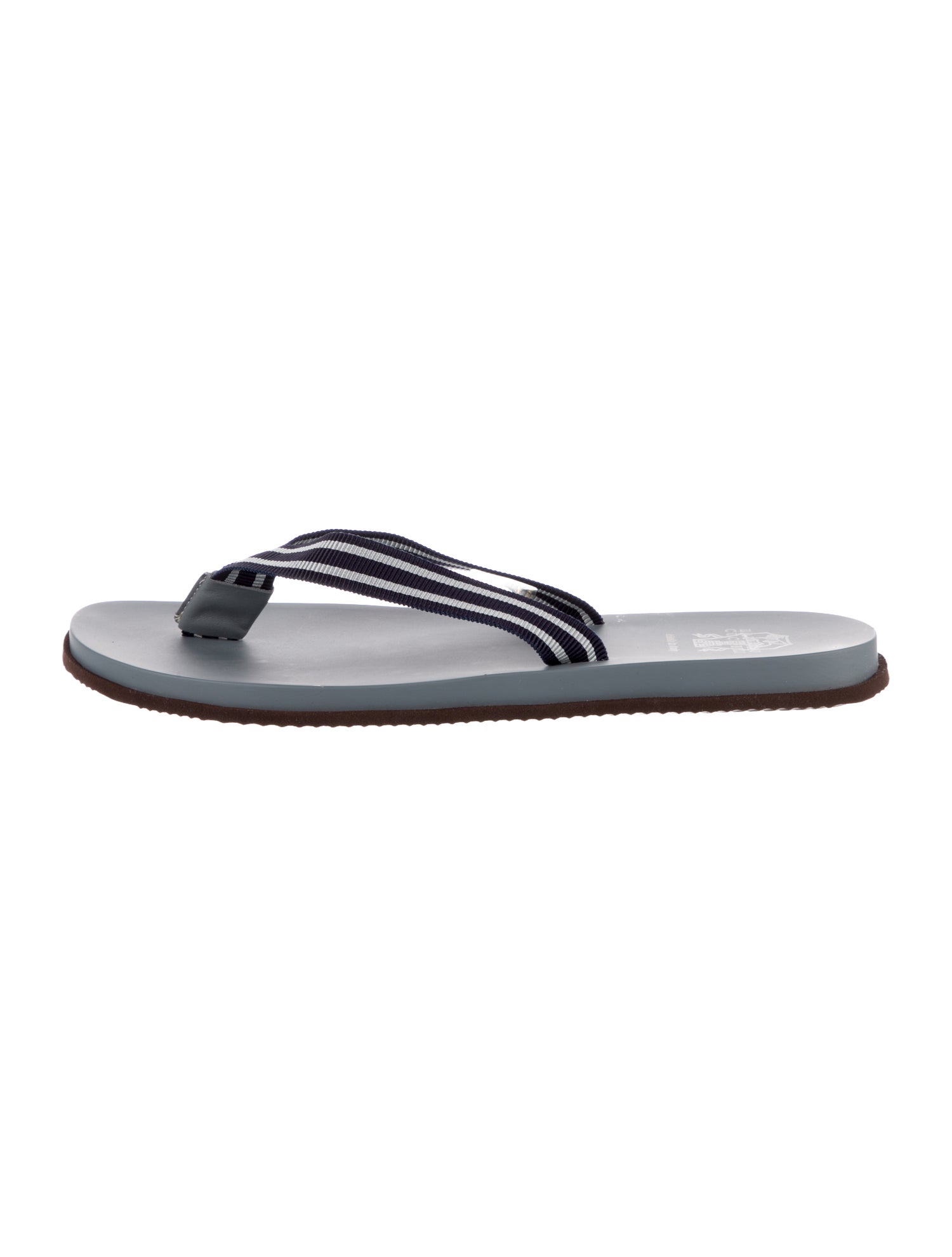 Brunello Cucinelli Canvas Striped Flip Flops