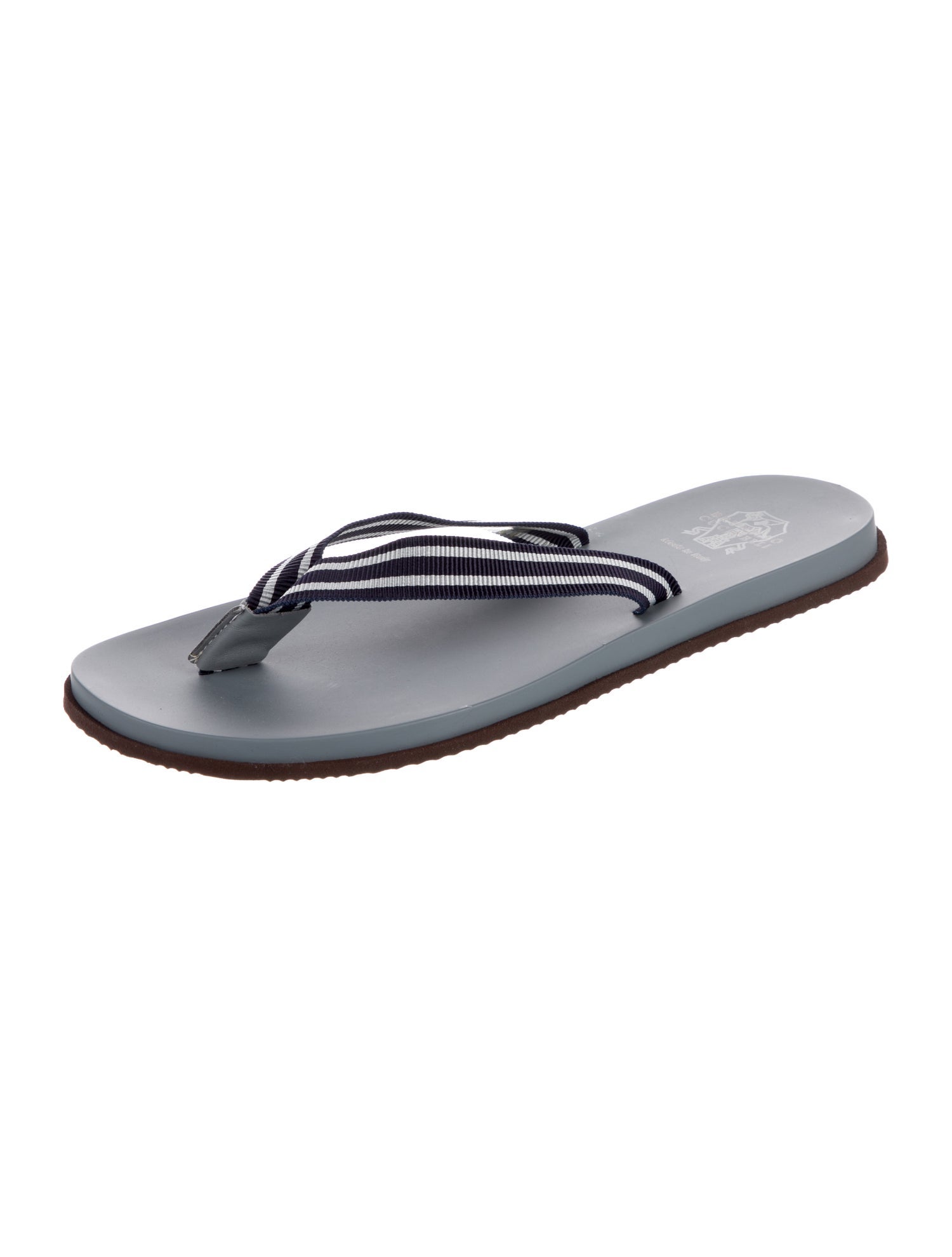 Brunello Cucinelli Canvas Striped Flip Flops