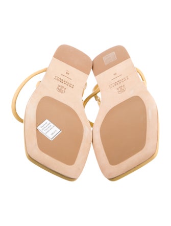 Brunello Cucinelli Monili Leather T-Strap Sandals