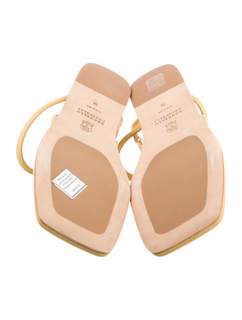 Brunello Cucinelli Monili Leather T-Strap Sandals