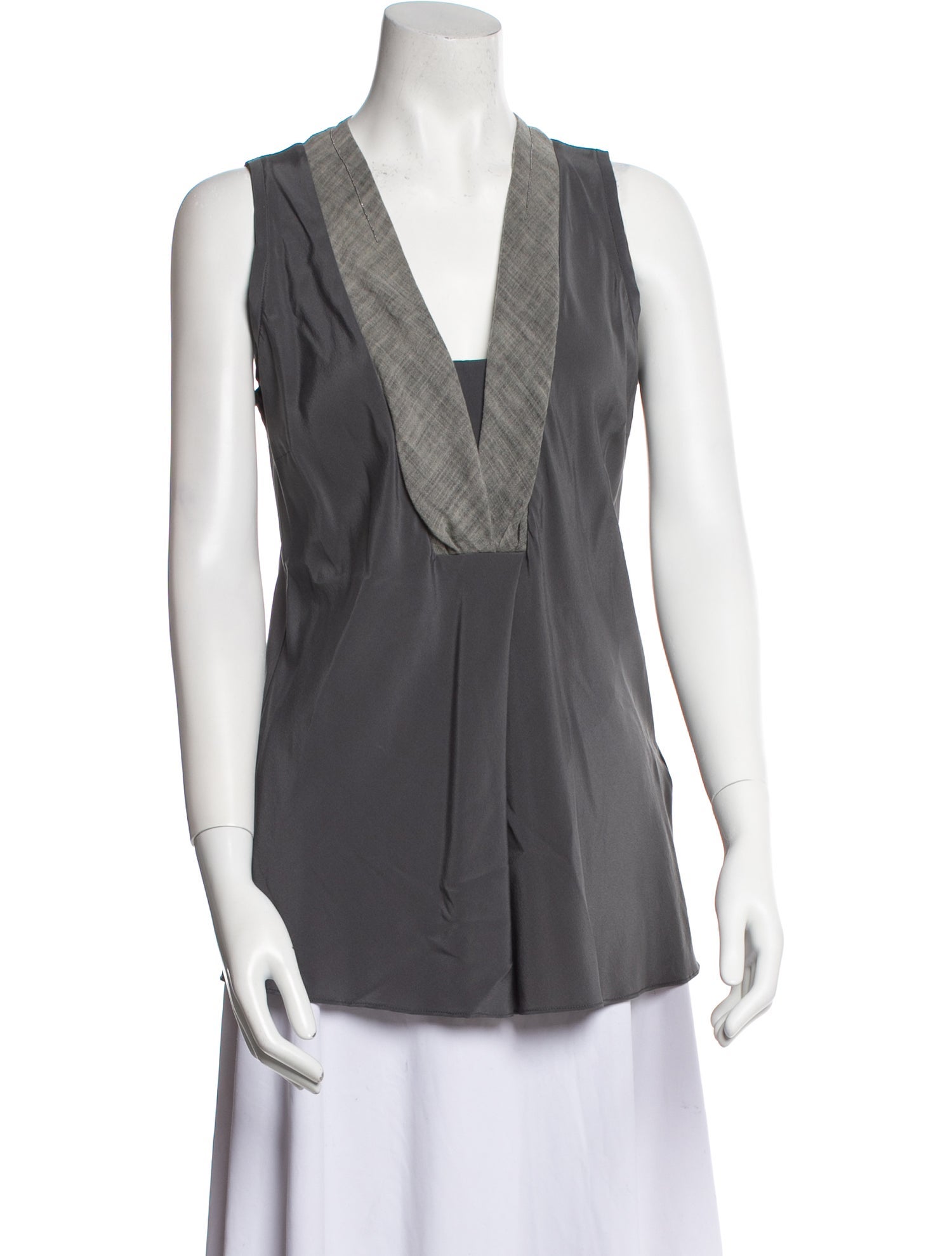 Brunello Cucinelli Silk V-Neck Top