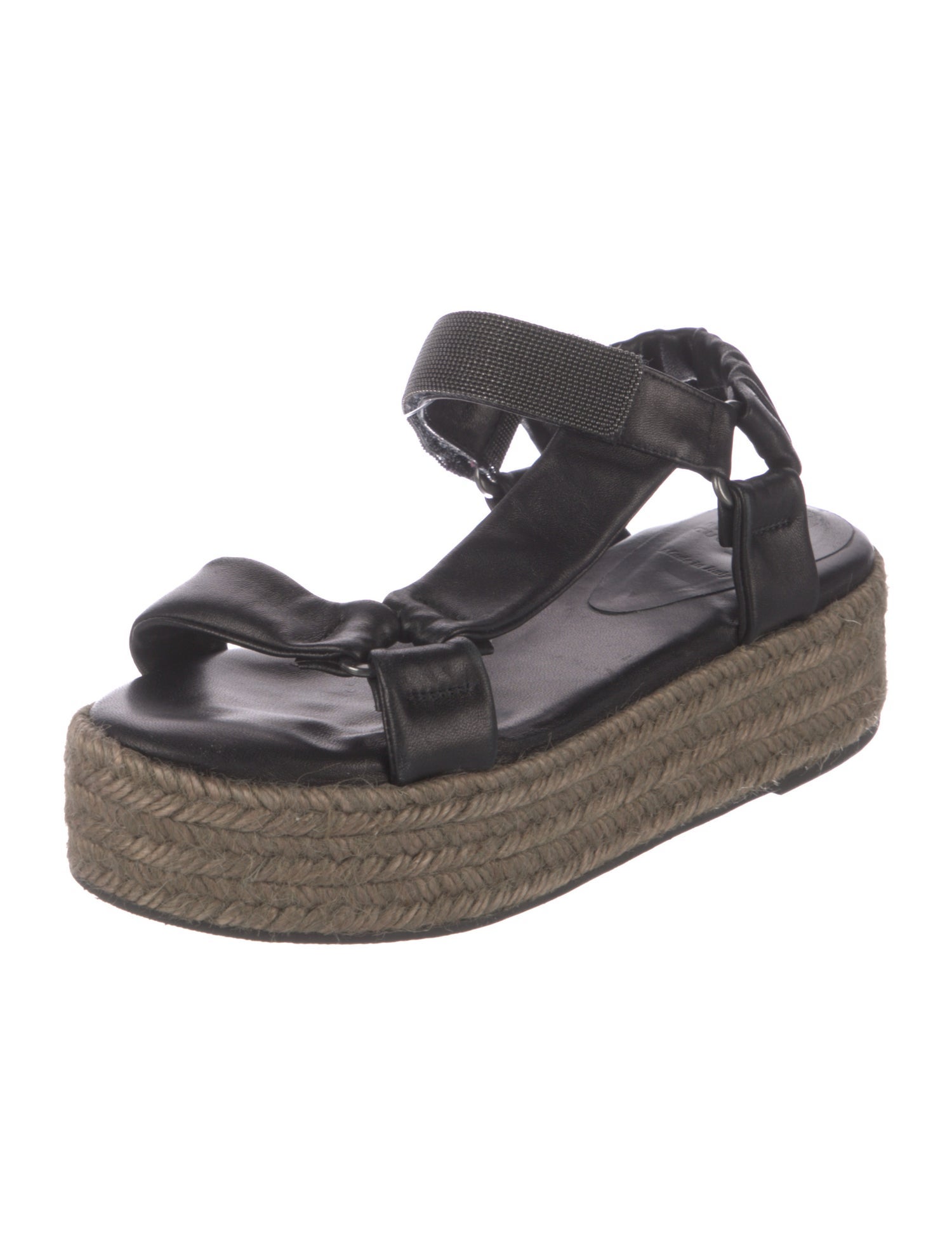 Brunello Cucinelli Monili Leather Espadrilles