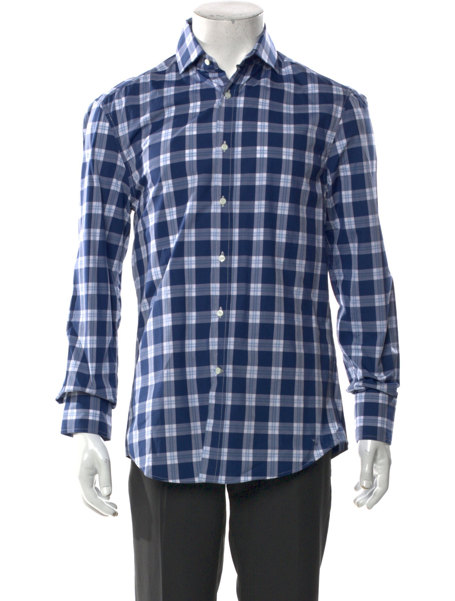 Brunello Cucinelli Plaid Print Long Sleeve Shirt