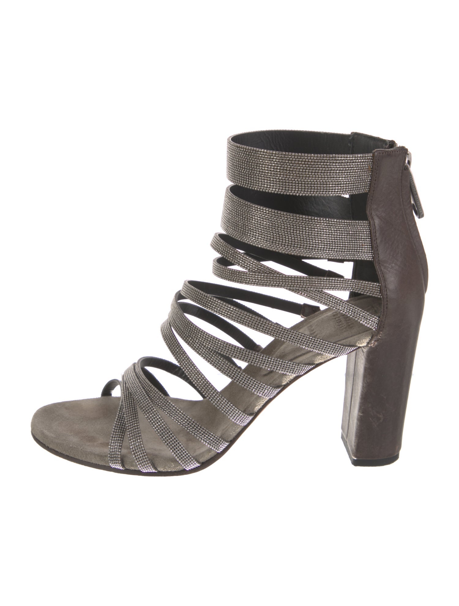 Brunello Cucinelli Monili Leather Gladiator Sandals