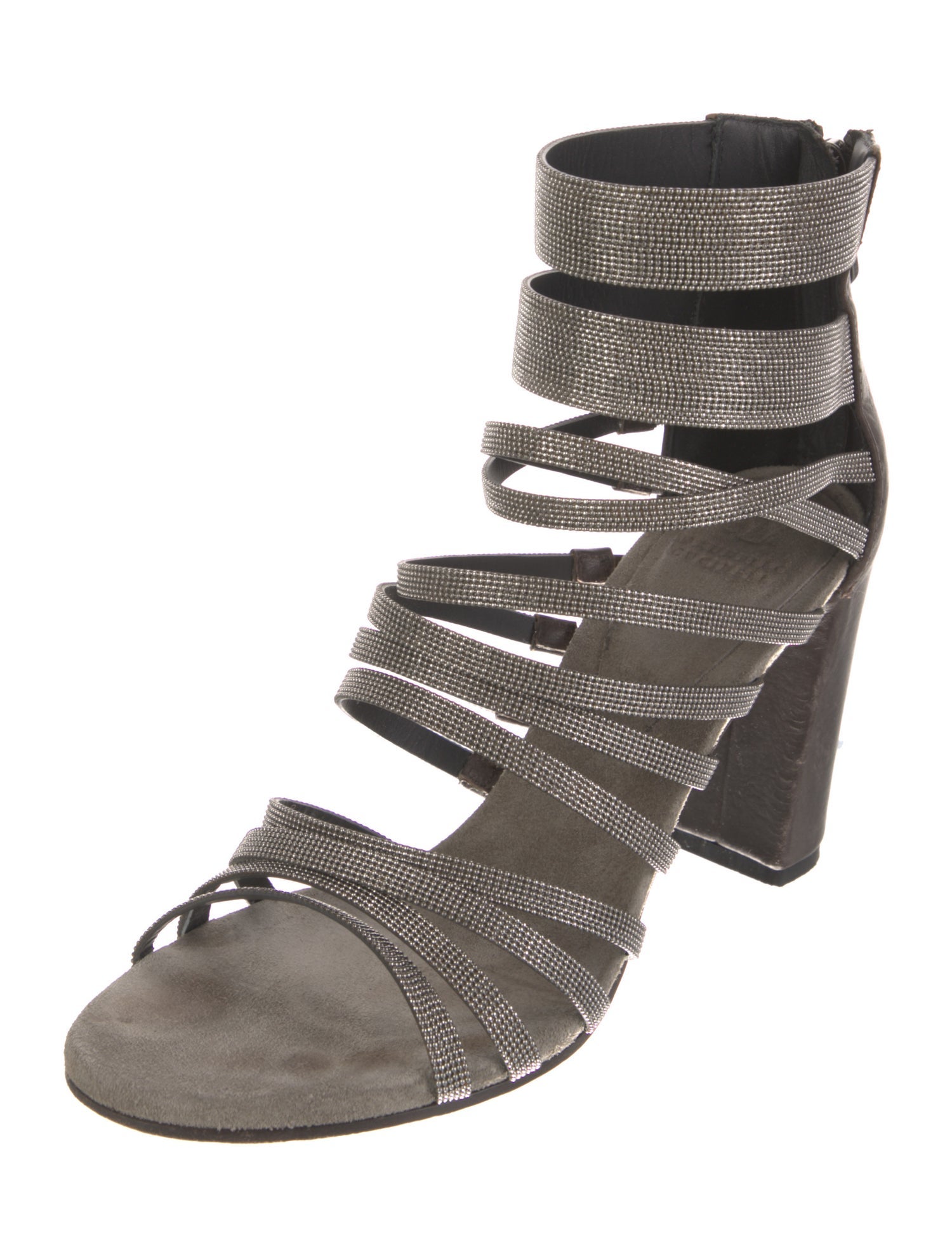 Brunello Cucinelli Monili Leather Gladiator Sandals