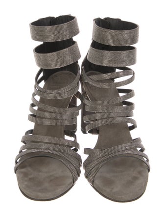 Brunello Cucinelli Monili Leather Gladiator Sandals