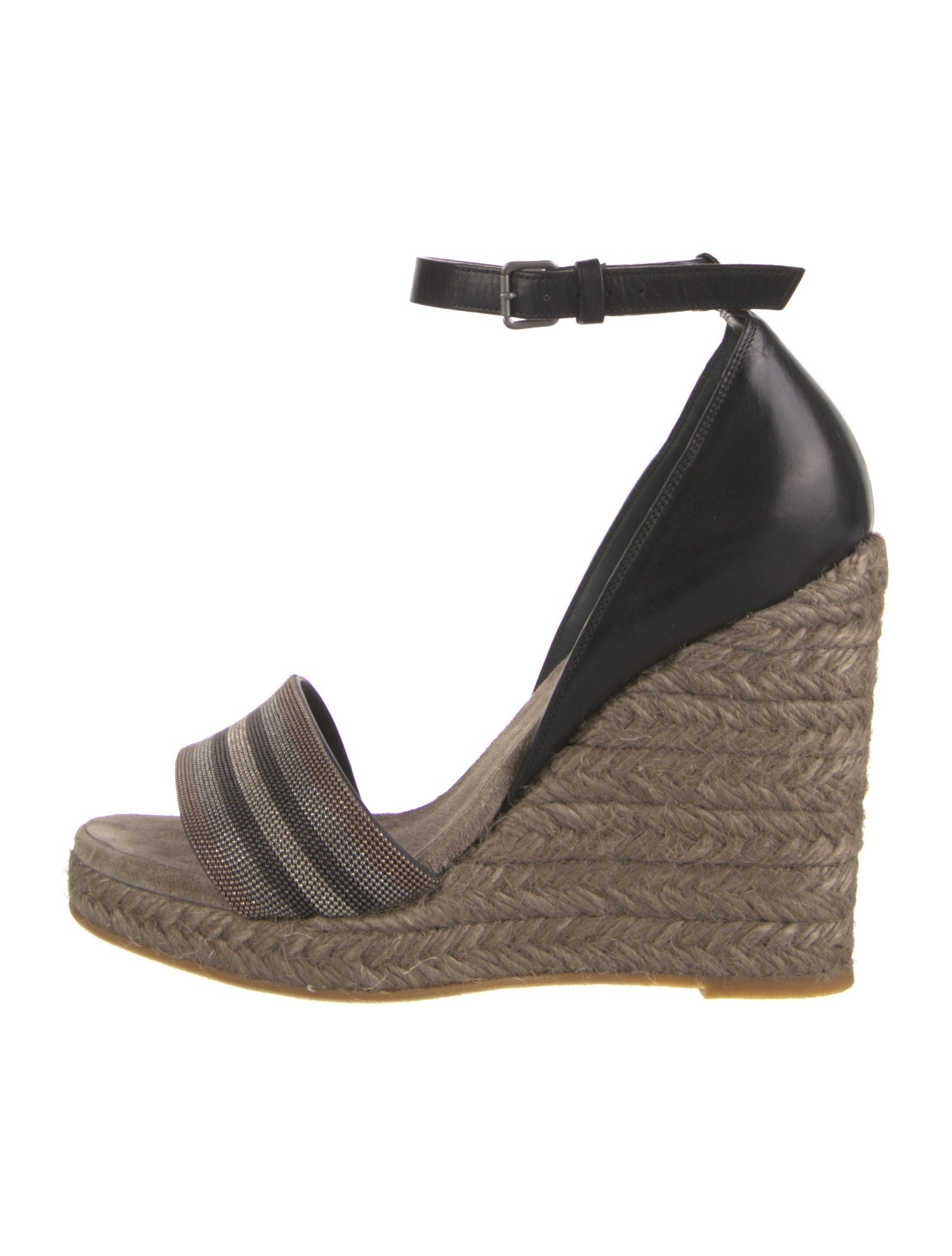 Brunello Cucinelli Monili Leather Espadrilles