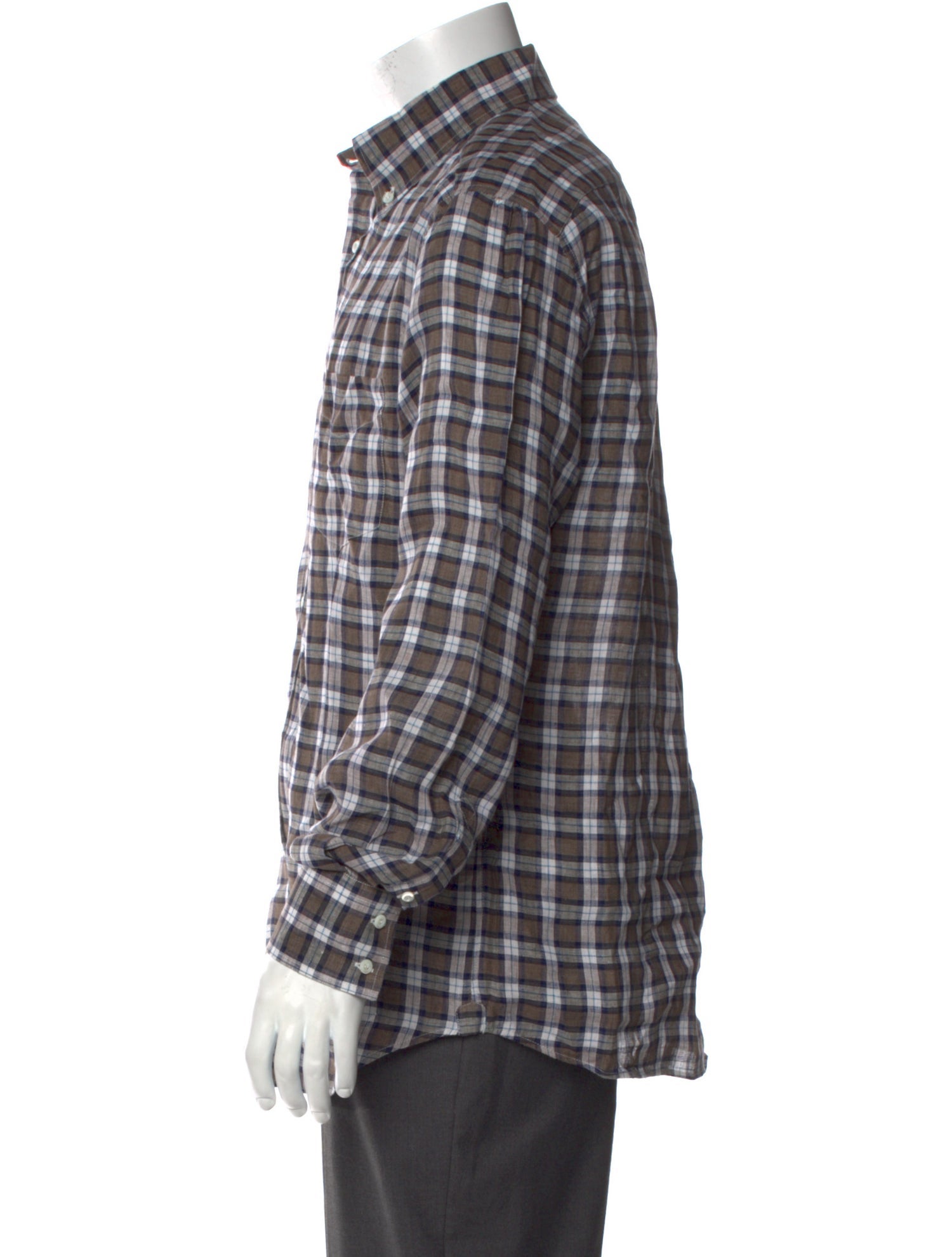 Brunello Cucinelli Linen Plaid Print Shirt