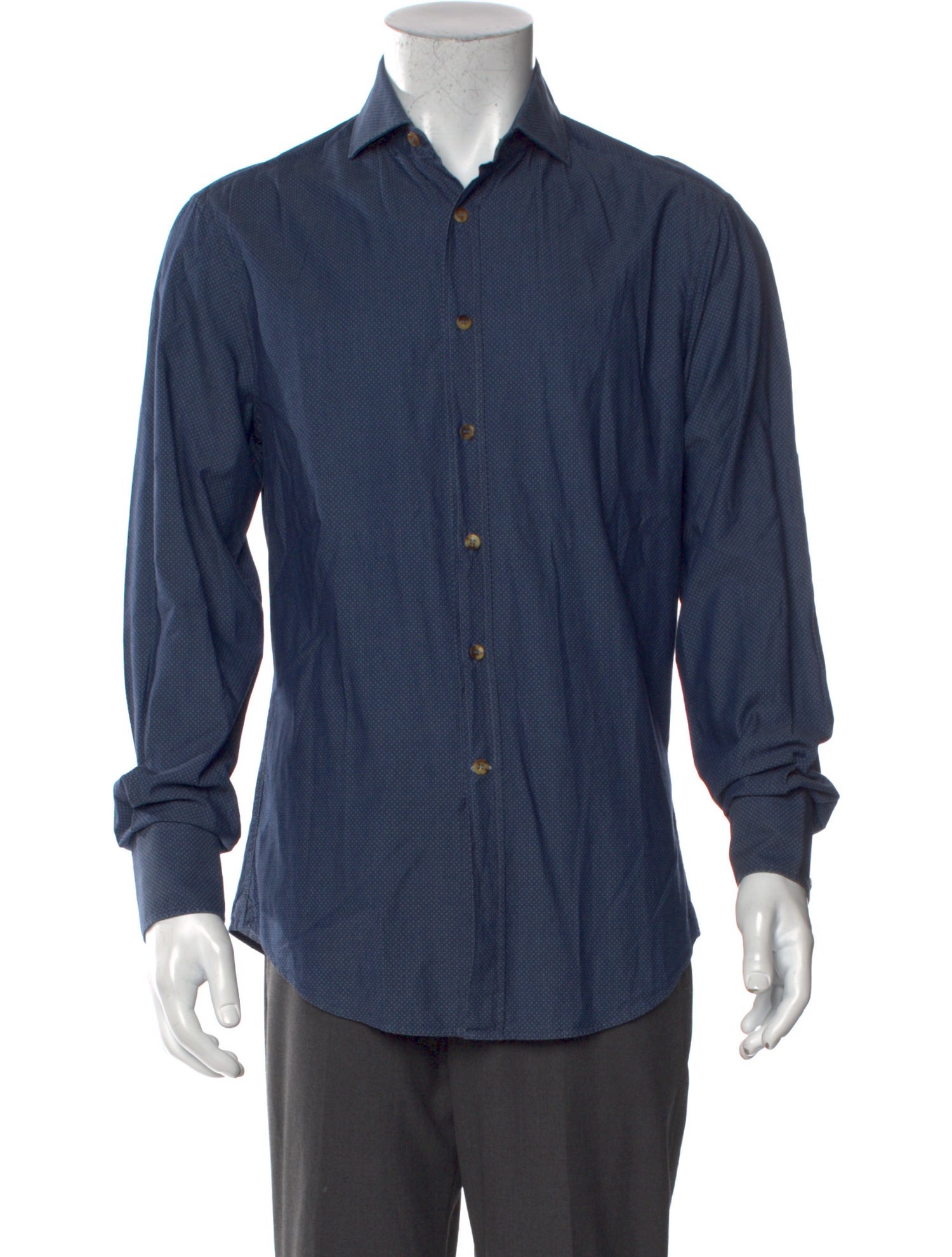 Brunello Cucinelli Polka Dot Print Long Sleeve Dress Shirt