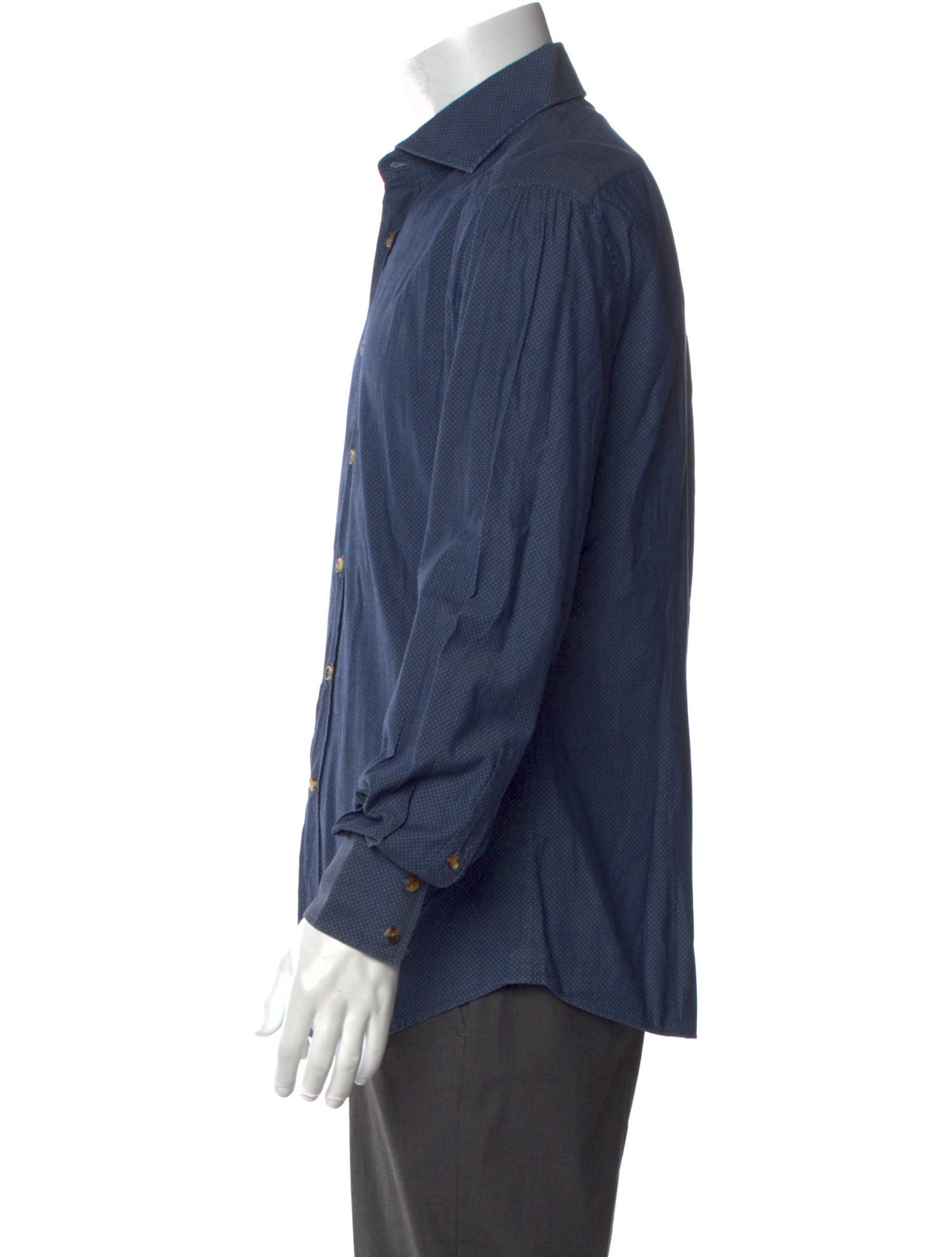 Brunello Cucinelli Polka Dot Print Long Sleeve Dress Shirt